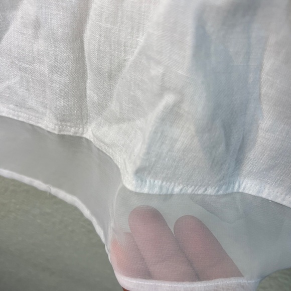 JM Collection White Natural Linen Embellished Tunic Shirt Artsy Top Womens XL - Picture 6 of 10